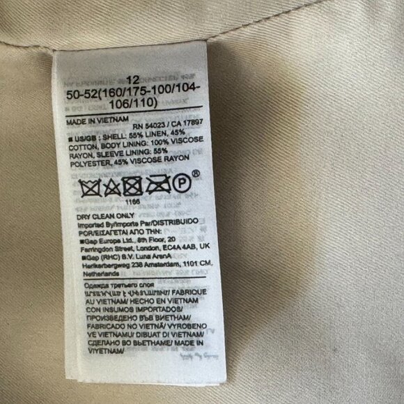 Banana Republic Norfolk Linen-Cotton Cream Herringbone Belted Long Blazer Jacket - Picture 14 of 17